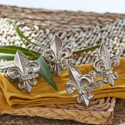 Lot de 4 ronds de serviettes Fleur De Lis